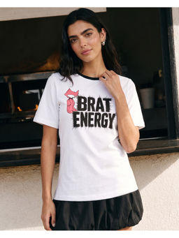 Bewakoof - White Brat Energy Typography T-shirt