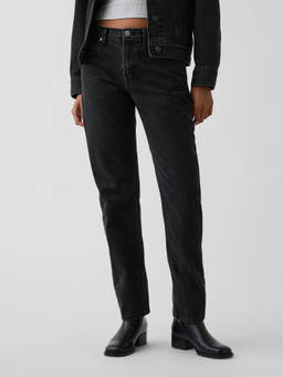 GAP - Black Women's Solid Straight-Fit Jeans