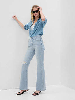 GAP - Blue Women's Solid Flared Boot-Cut Jeans