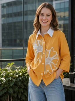 AAREIN - Yellow Embroidered Shirt