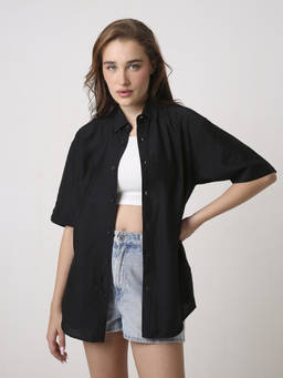 BLNK - Black Oversized Viscose Shirt