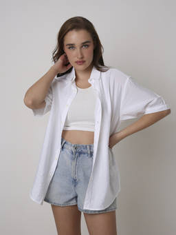 BLNK - White Oversized Viscose Shirt