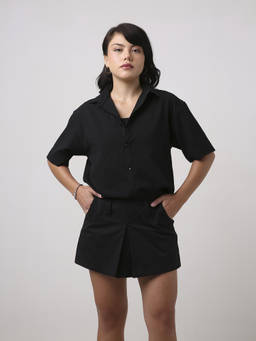 BLNK - Black Textured Oversized Shirt