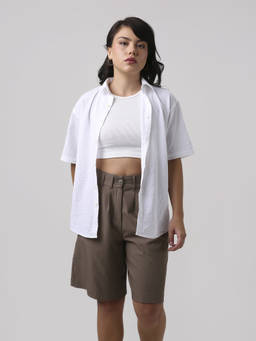 BLNK - White Textured Oversized Shirt