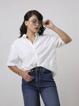 BLNK - White Crinkle Oversized Shirt