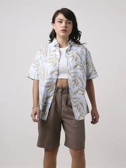 BLNK - Blue Tropical Print Oversized Shirt