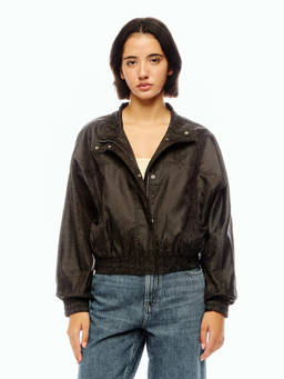 Calvin Klein - Black Relaxed Fit Polyester Mock Neck Blouson Jacket