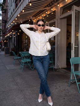 ZUMMER - Women White Fruit Embroidered Shirt