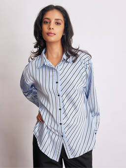 The Label Life - Ice Asymmetric Striped Shirt