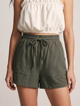 Outzidr - Green Paperbag Waist Shorts