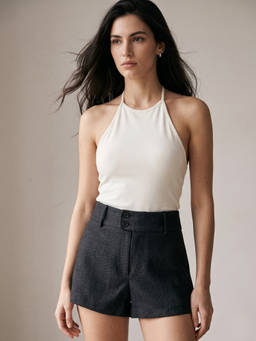 Outzidr - Charcoal High Waisted Structured Shorts