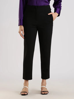 Calvin Klein - Black Slim Fit Solid High Rise Trouser