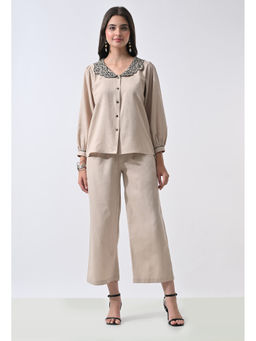 ALL WAYS YOU - Women Beige Embroidered Co-Ord