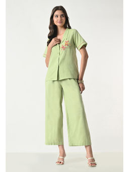 ALL WAYS YOU - Women Green Embroidered Co-Ord