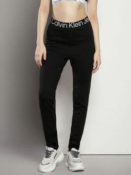 Calvin Klein - Black Slim Fit Typographic Mid Rise Leggings
