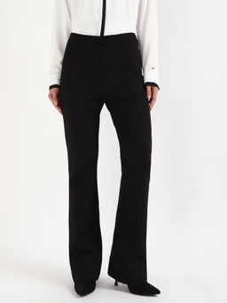 Calvin Klein - Black Flared Fit Solid Mid Rise Trouser