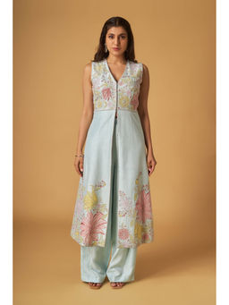 Maisolos - Rawsilk Embroidered Kurta And Pant (Set of 2)