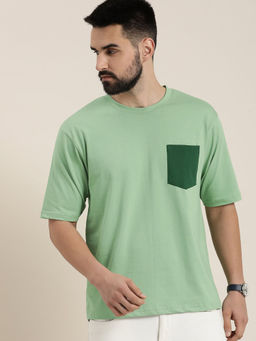 DILLINGER - Sea Green Colorblocked Oversized T-Shirt