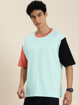 DILLINGER - Blue Colorblocked Oversized T-Shirt
