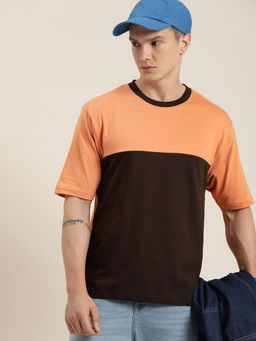 DILLINGER - Orange Colorblocked Oversized T-Shirt
