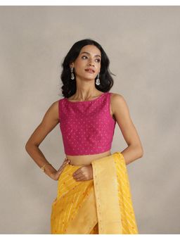 Fabindia - Women Fuchsia Woven Design Cotton Silk Blend Stitched Stitched Blouse