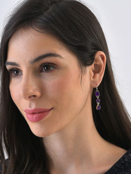 Sohi - Purple Contemporary Drop Earrings