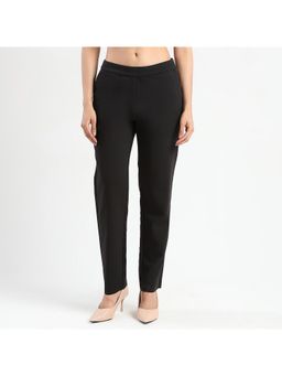 Madame - Mid-Waist Cotton Blend Black Trousers