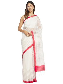 Fabindia - White Jamdani Silk Saree