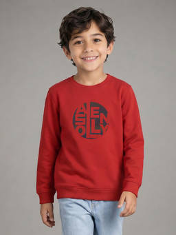 Allen Solly Junior - Boys Red Graphic Regular Fit Sweatshirt