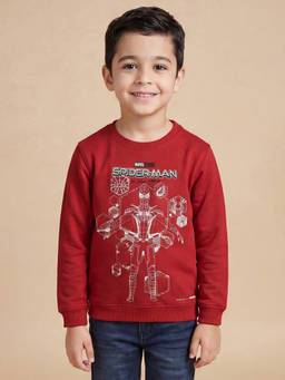 Allen Solly Junior - Boys Maroon Graphic Regular Fit Sweatshirt