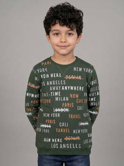 Allen Solly Junior - Boys Green Print Regular Fit Sweatshirt