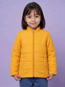 Allen Solly Junior - Girls Yellow Solid Regular Fit Jacket