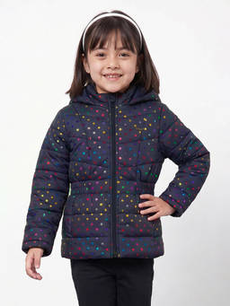 Allen Solly - Girls Navy Dots Regular Fit Jacket