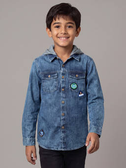 Allen Solly - Boys Blue Slim Fit Solid Casual Shirt