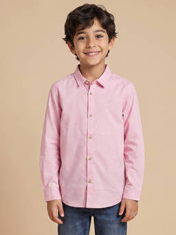 Allen Solly - Boys Pink Slim Fit Print Casual Shirt