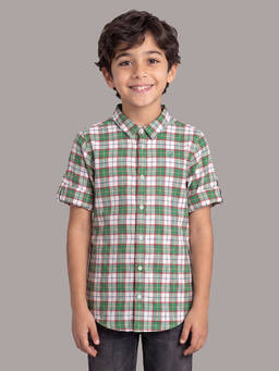 Allen Solly - Boys Green Slim Fit Check Casual Shirt