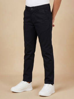 Allen Solly - Boys Navy Blue Slim Fit Solid Trouser