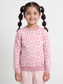 Allen Solly - Girls Pink Woven Regular Fit Sweater