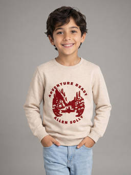 Allen Solly - Boys Beige Print Regular Fit Sweatshirt