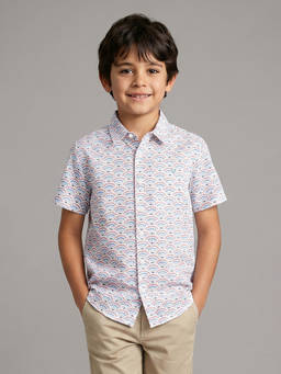 Allen Solly - Boys White Regular Fit Print Casual Shirt