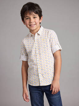 Allen Solly - Boys Yellow Slim Fit Print Casual Shirt