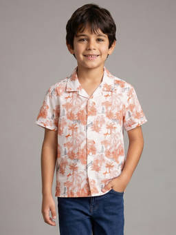 Allen Solly - Boys White Regular Fit Print Casual Shirt