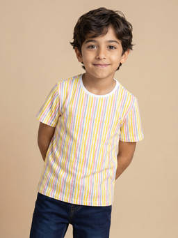 Allen Solly - Boys White Cotton Blend Crew Neck T-Shirt