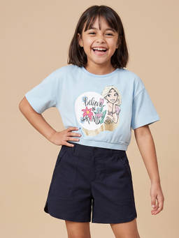 Allen Solly - Girls Light Blue Graphic Print Casual T-Shirt