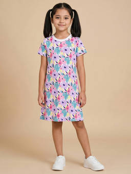 Allen Solly - Girls Multi-Color Floral Printed Regular Fit Casual Dress