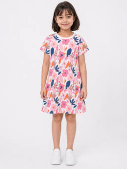Allen Solly - Girls Multi-Color Floral Printed Regular Fit Casual Dress