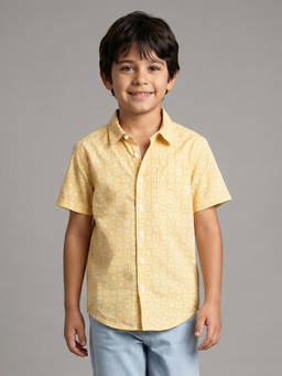 Allen Solly - Boys Yellow Printed Casual Shirt