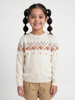 Allen Solly - Girls White Woven Sweater