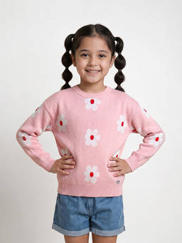 Allen Solly - Girls Pink Floral Print Sweater