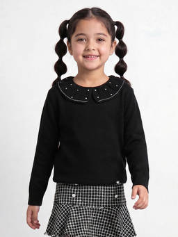 Allen Solly - Girls Black Embellished Sweater